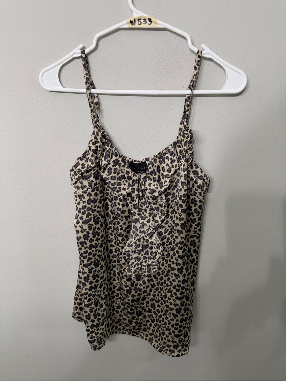 Women’s Apostrophe Leopard Print Ruffle Cami Large Animal Print Tank